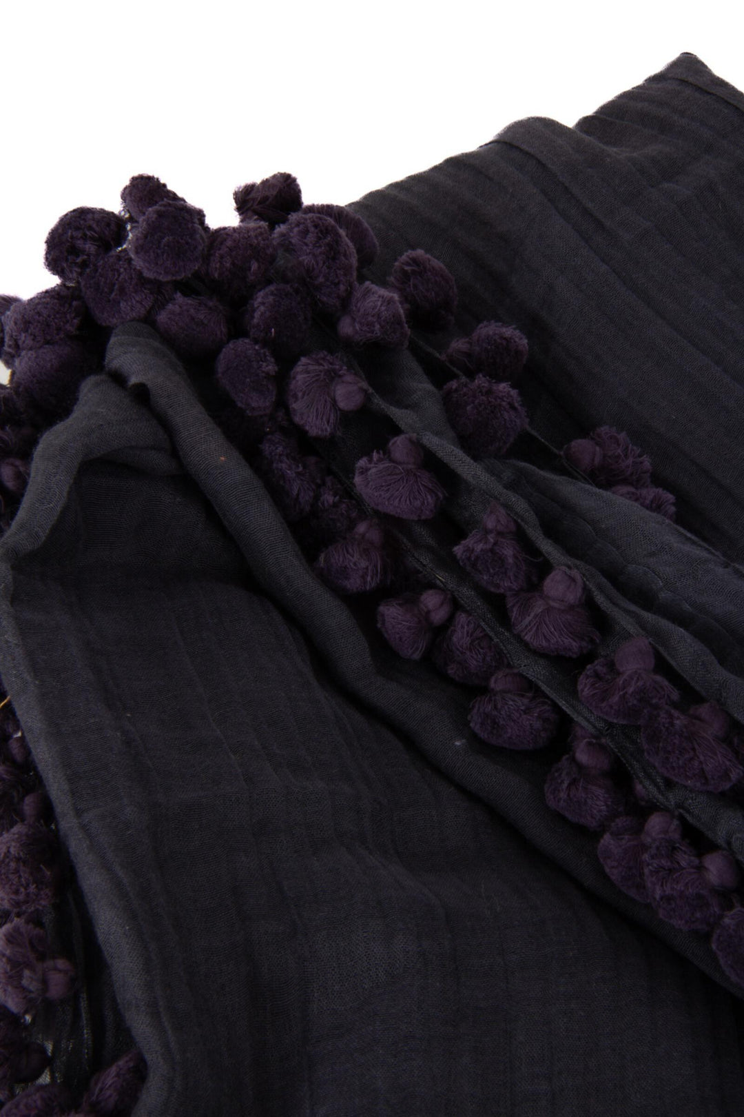 Tassel Adorned Cotton Silk Scarf