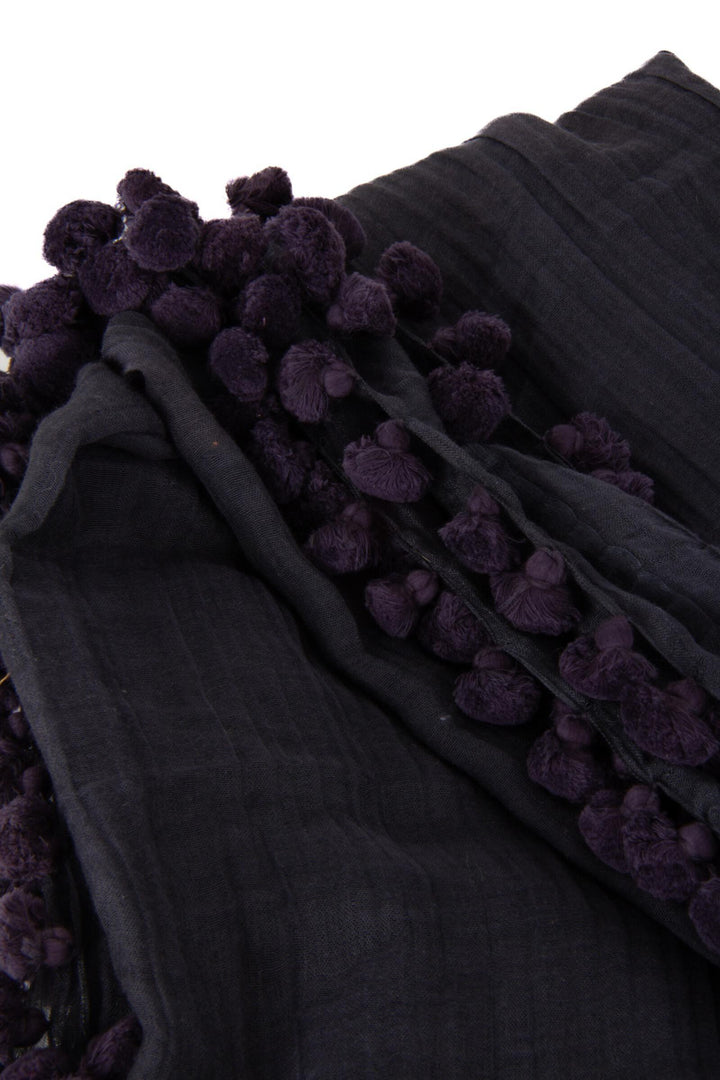 Tassel Adorned Cotton Silk Scarf