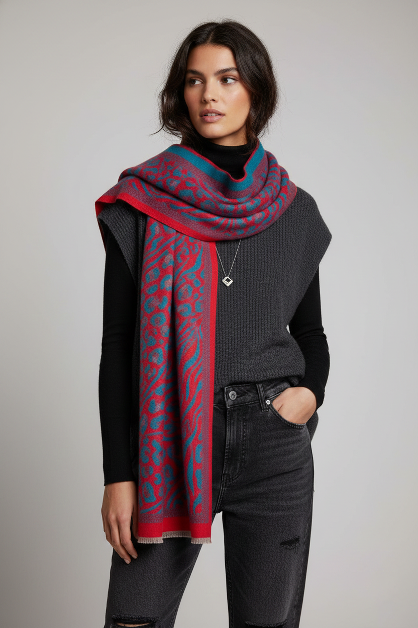 Animal Print Reversible Scarf
