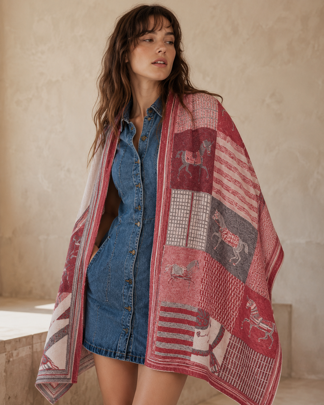 Equestrian Patchwork Knit Scarf