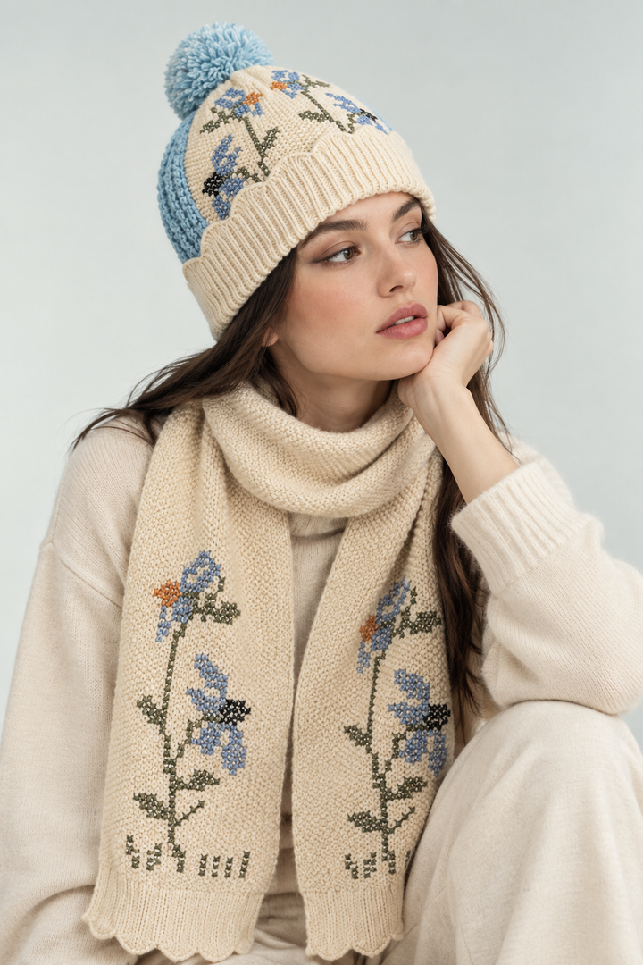Meadow Stitch Embroidered Scarf