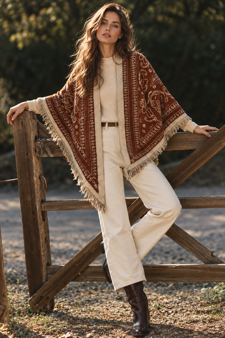 Paisley Fringe Triangle Scarf