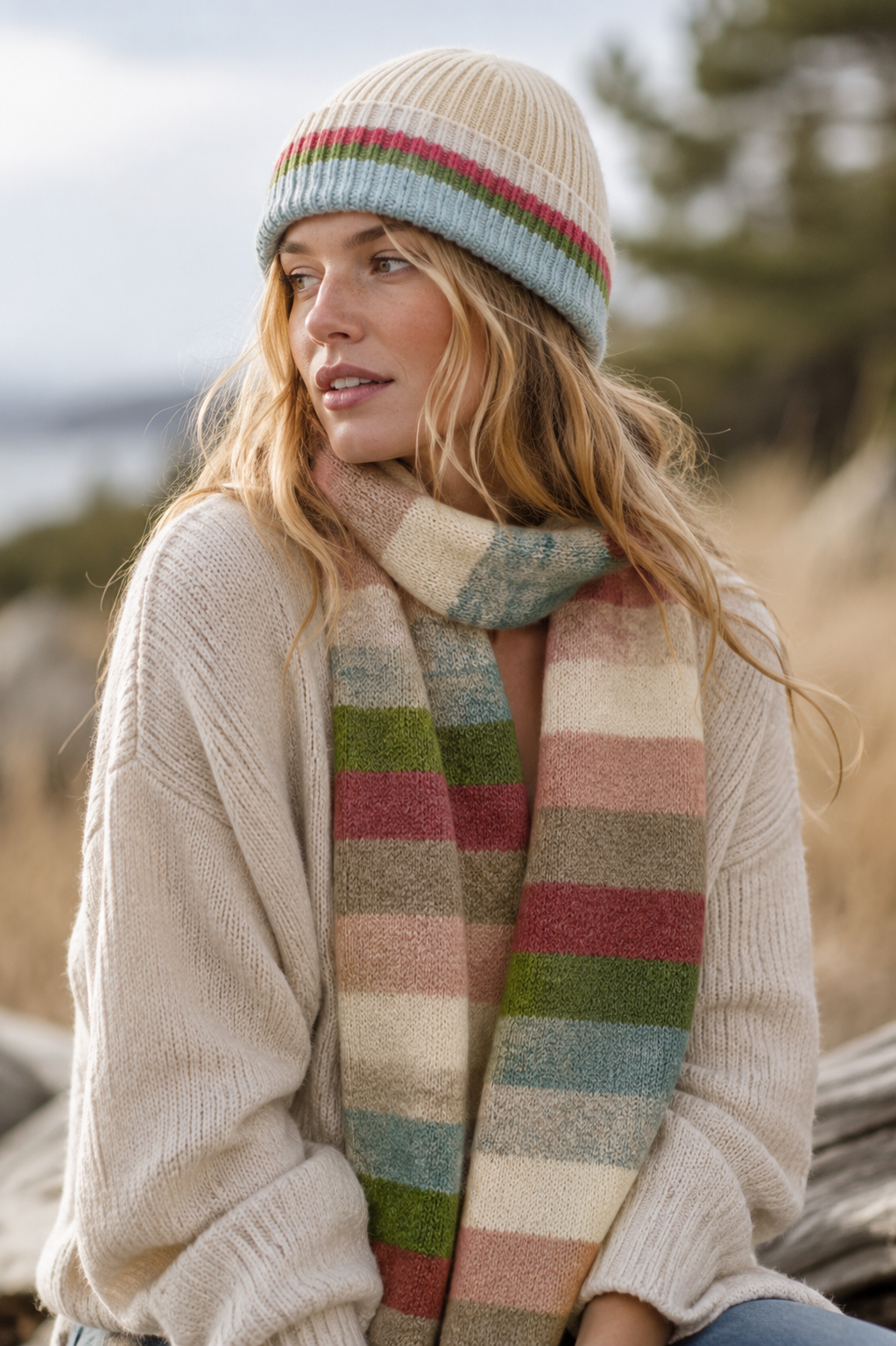 Cozy Striped Knit Scarf