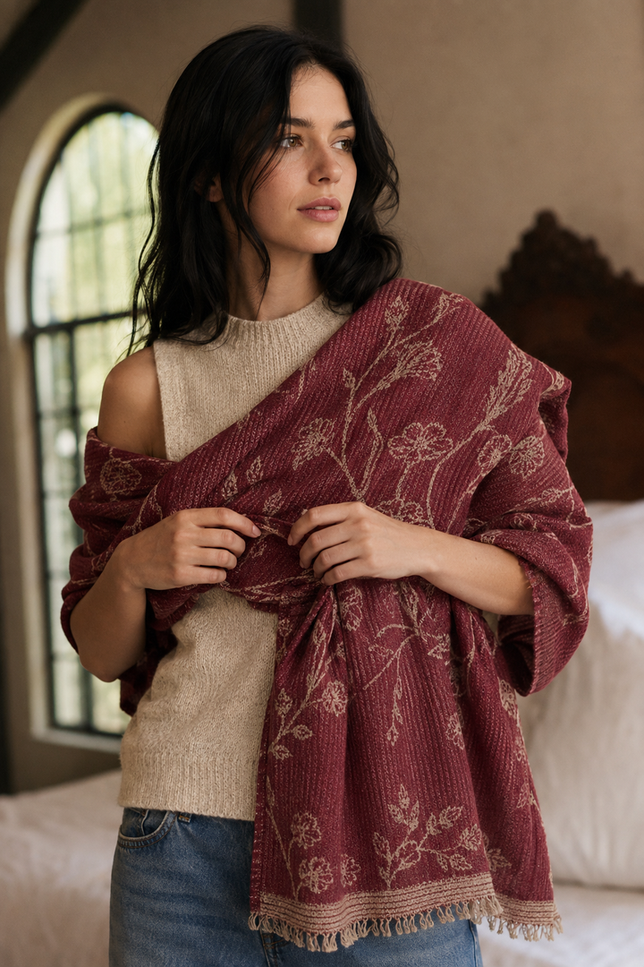 Textured Lurex Patterned Scarf