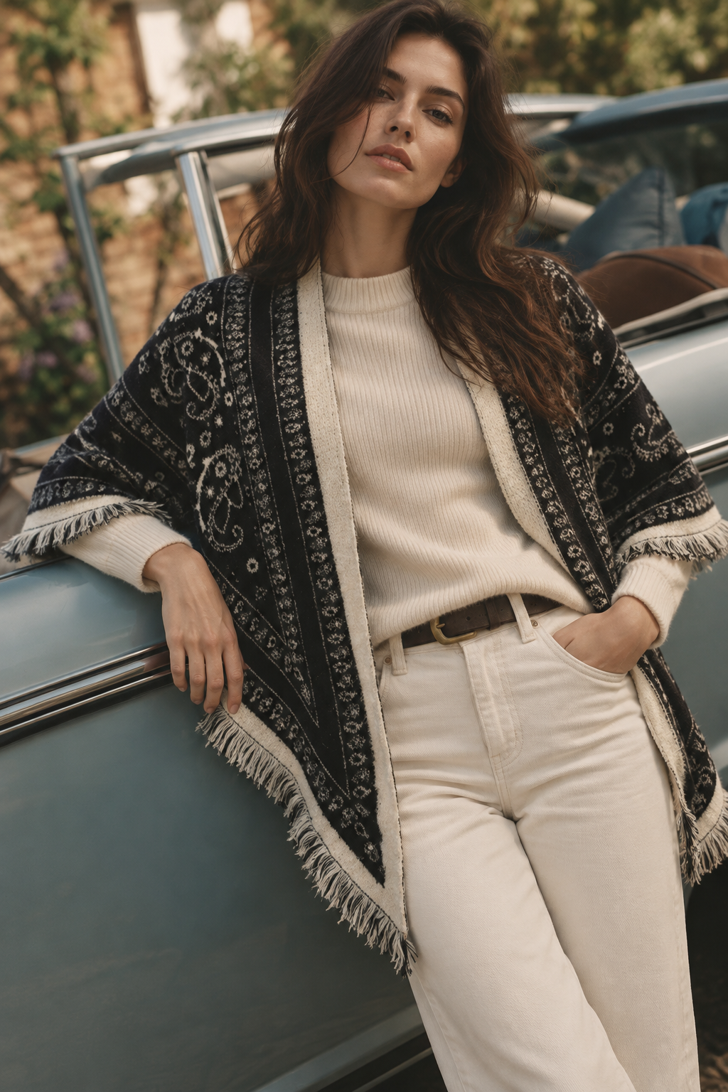 Paisley Fringe Triangle Scarf