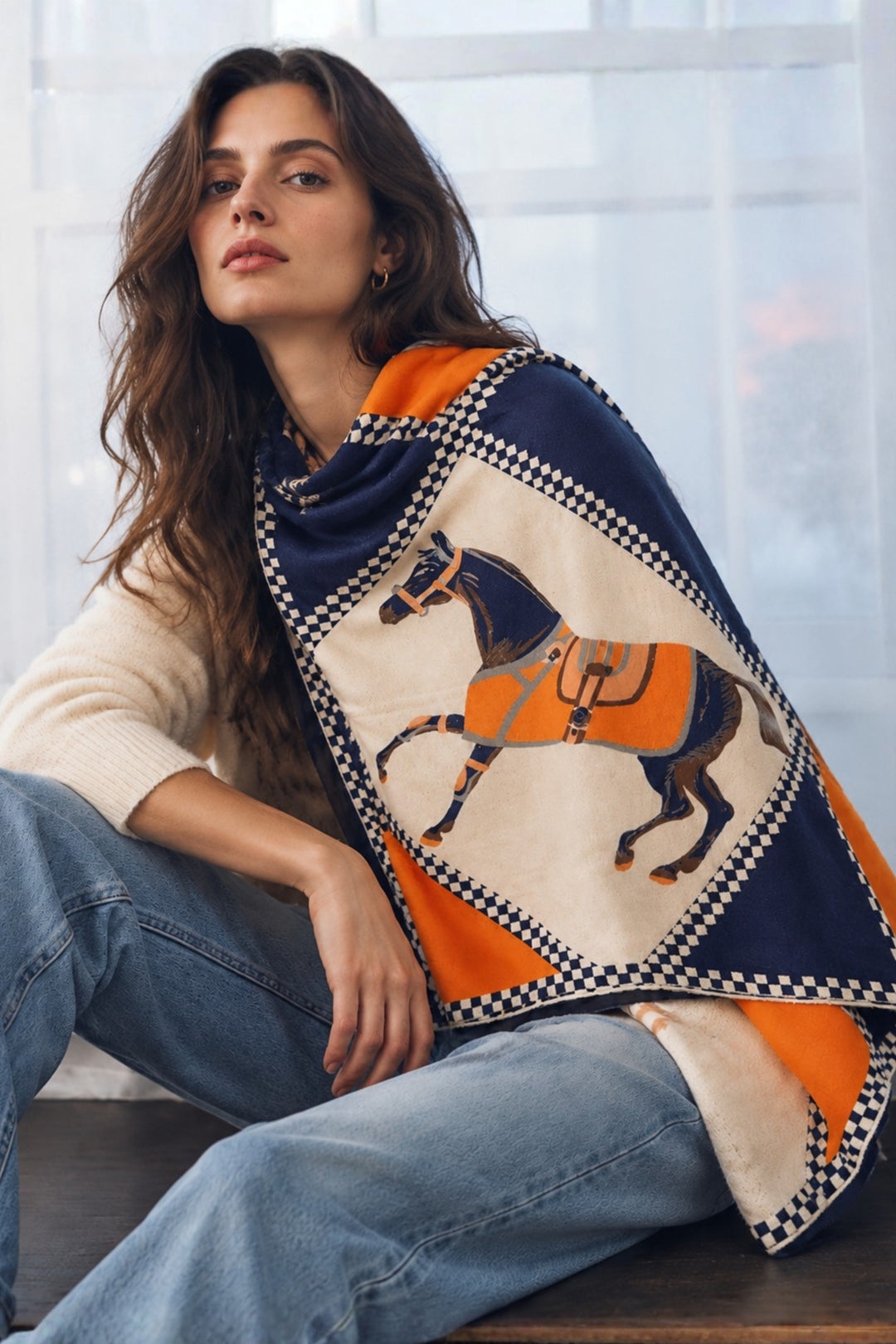 Checkered Equestrian Reversible Scarf