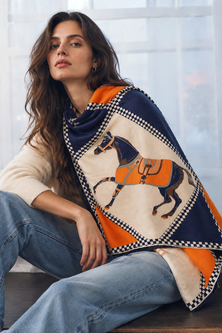 Checkered Equestrian Reversible Scarf