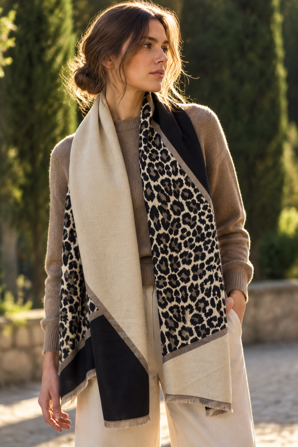 Animal Print Reversible Scarf