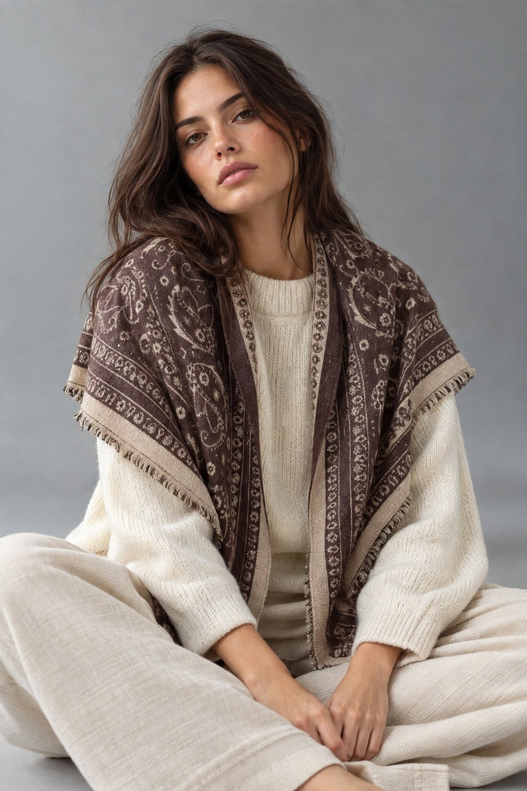 Paisley Fringe Triangle Scarf