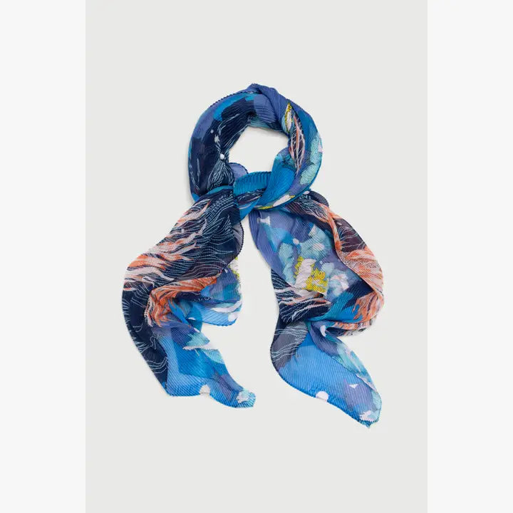 Pleated Floral Geo Scarf