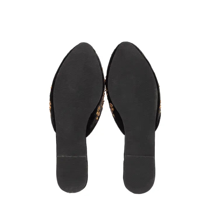 Paisley Embroidered Velvet Mule