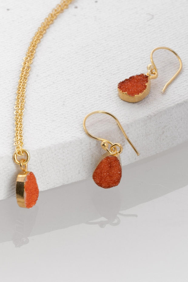 Mini Druzy Earring and Necklace Set