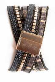 Accented Vegan Leather Chain Wrap Bracelet Watch
