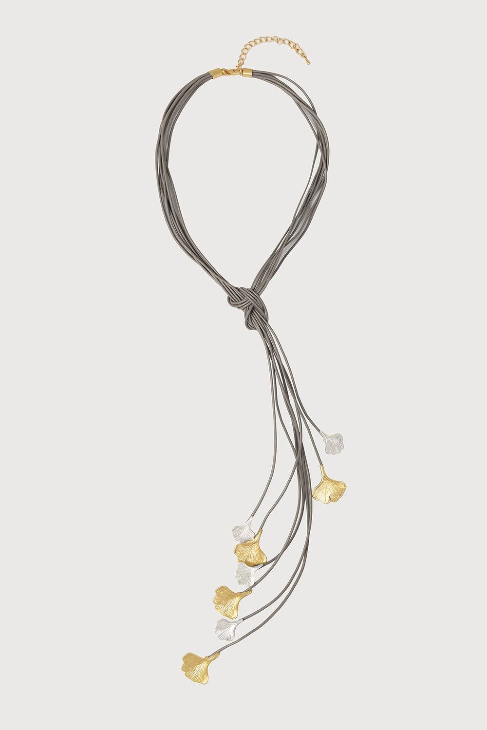Ginkgo Leaf Leather Necklace - Taupe