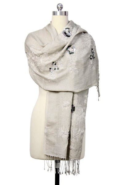 Embellished Fringed Scarf