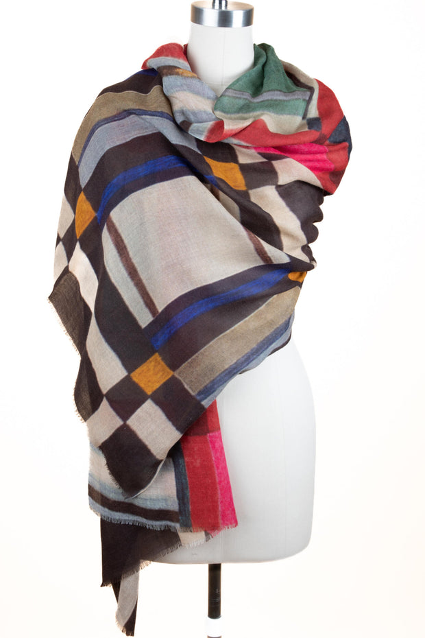Watercolor Striped Wool Scarf