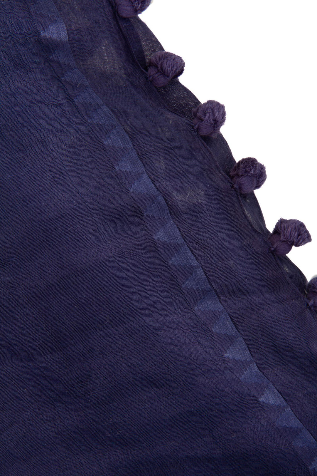 Tassel Adorned Cotton Silk Scarf