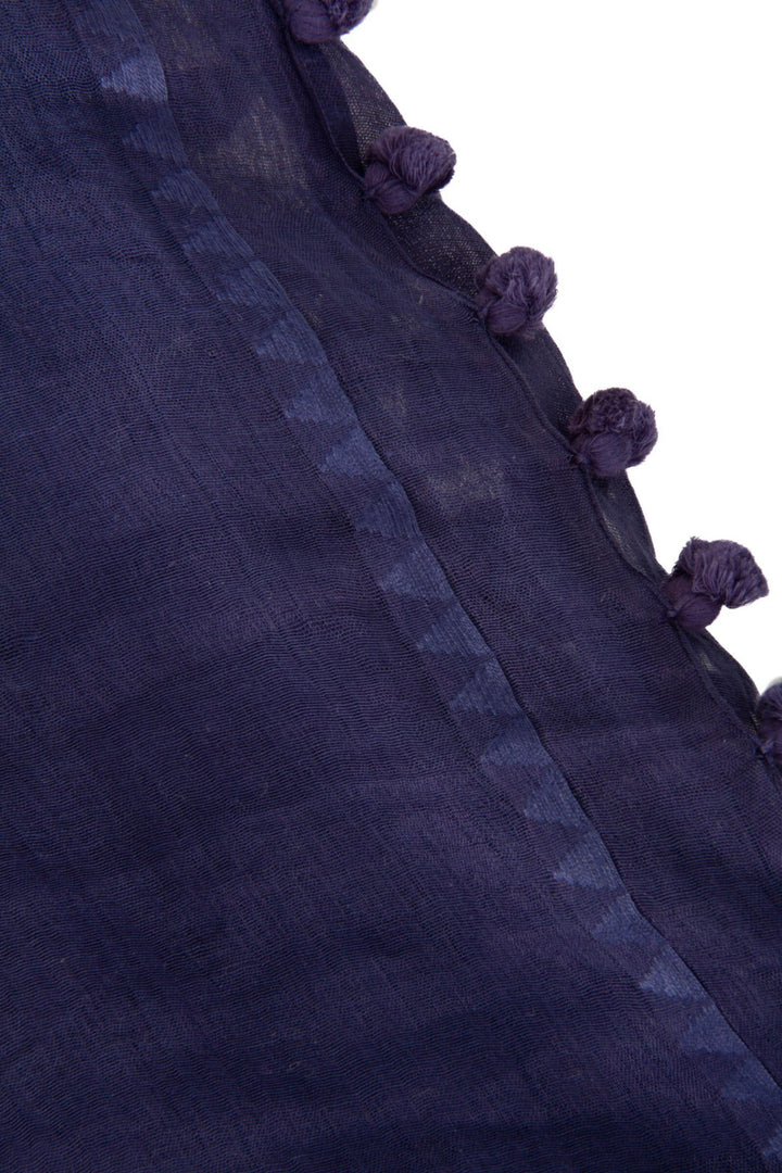 Tassel Adorned Cotton Silk Scarf