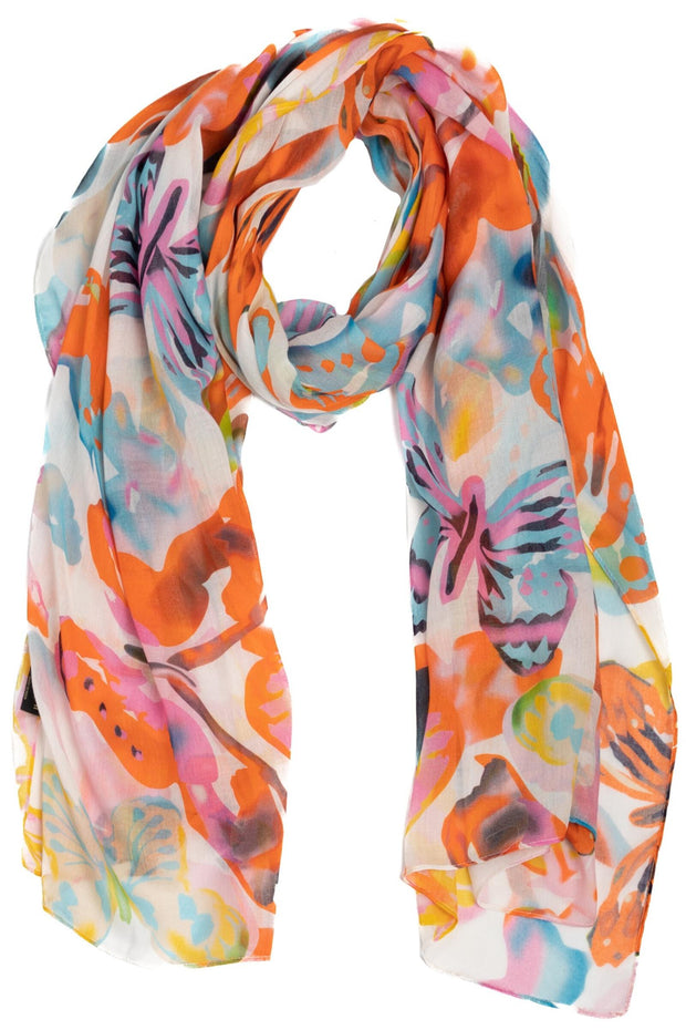 Multicolored Butterfly Scarf