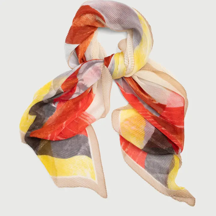 Pleated Floral Geo Scarf
