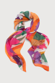 Pleated Colorful Floral Scarf