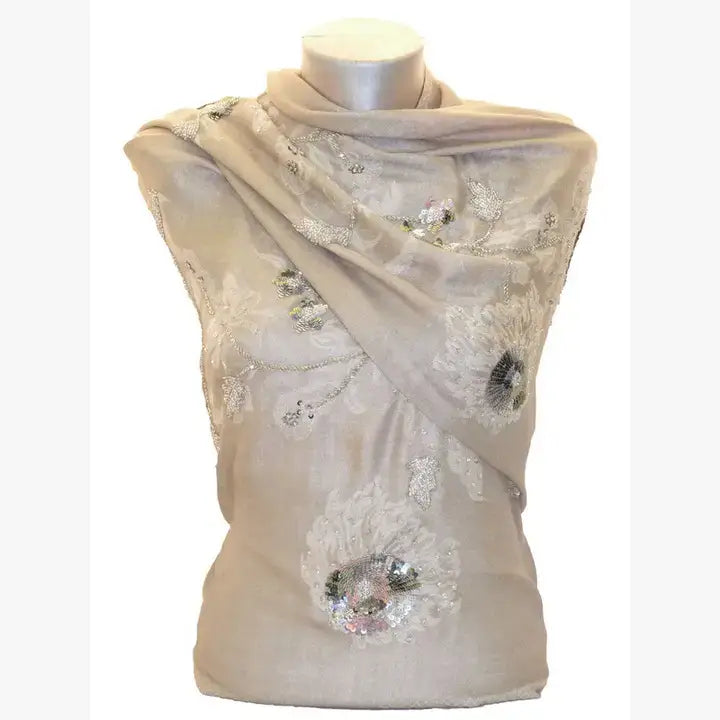Embellished Fringed Scarf