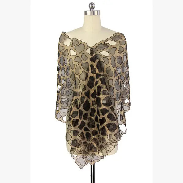 Transparent Leopard Print Silk Wrap Scarf