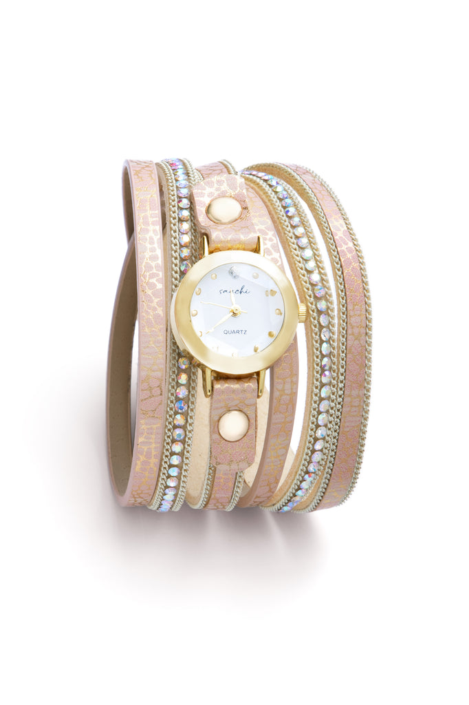 Duoya Rose Gold Tone Crystal White Face Wrap Bracelet Watch | eBay