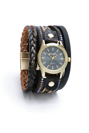 Braided Vegan Leather Bracelet Watch