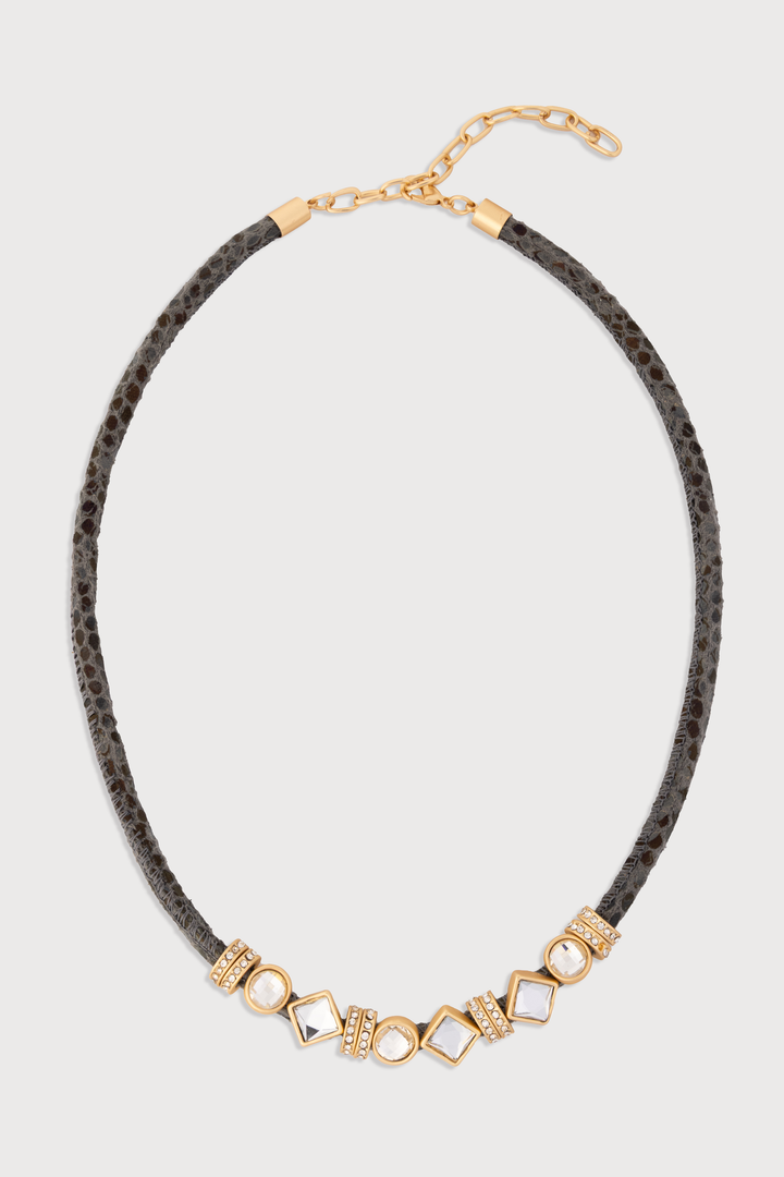 Bling Charm Leather Necklace
