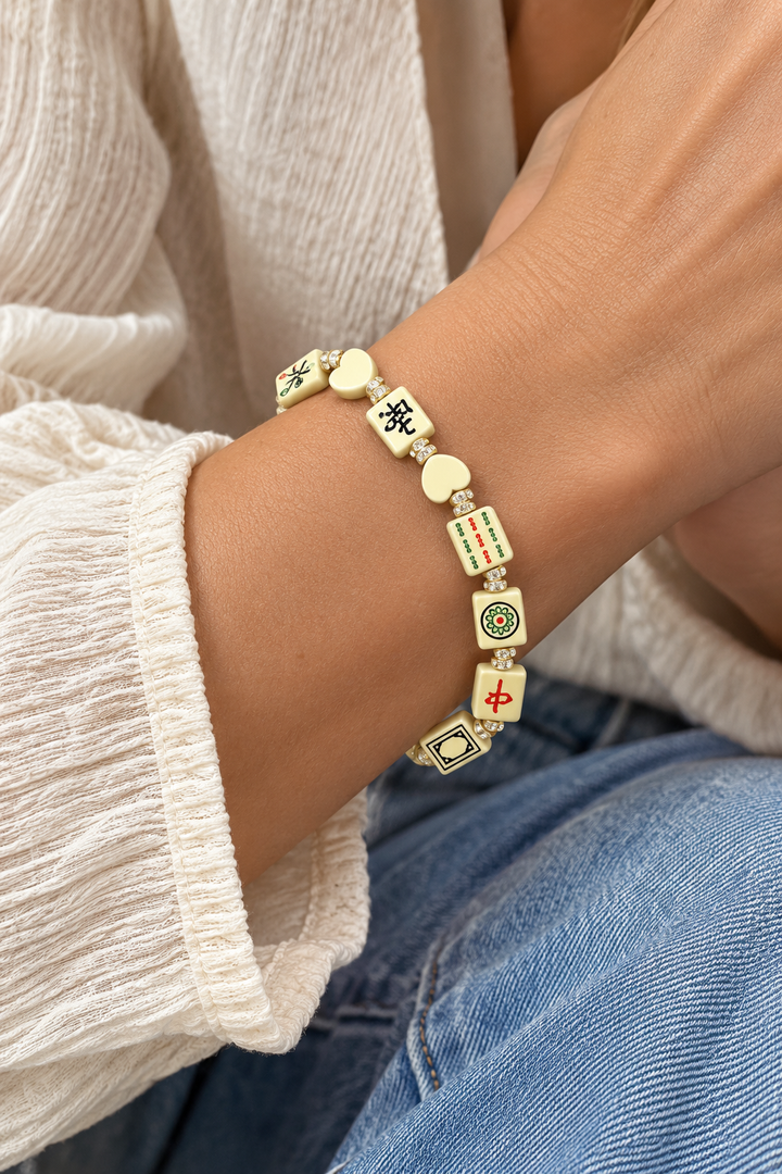 Mahjong Tile Beaded Bracelet