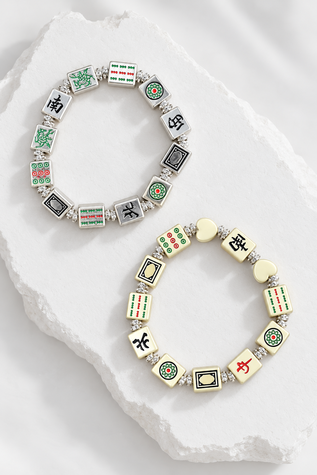 Mahjong Tile Beaded Bracelet