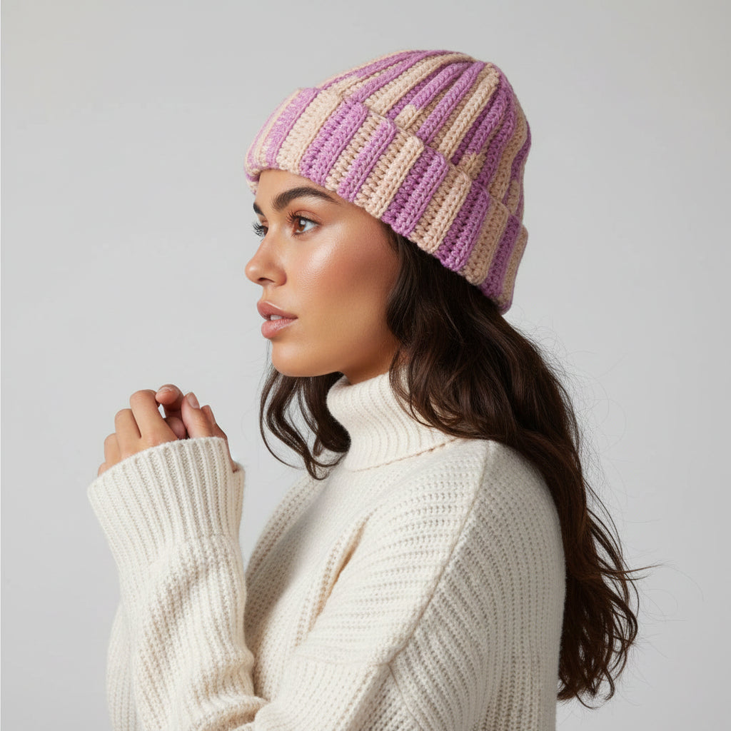 Candy Striped Chunky Beanie