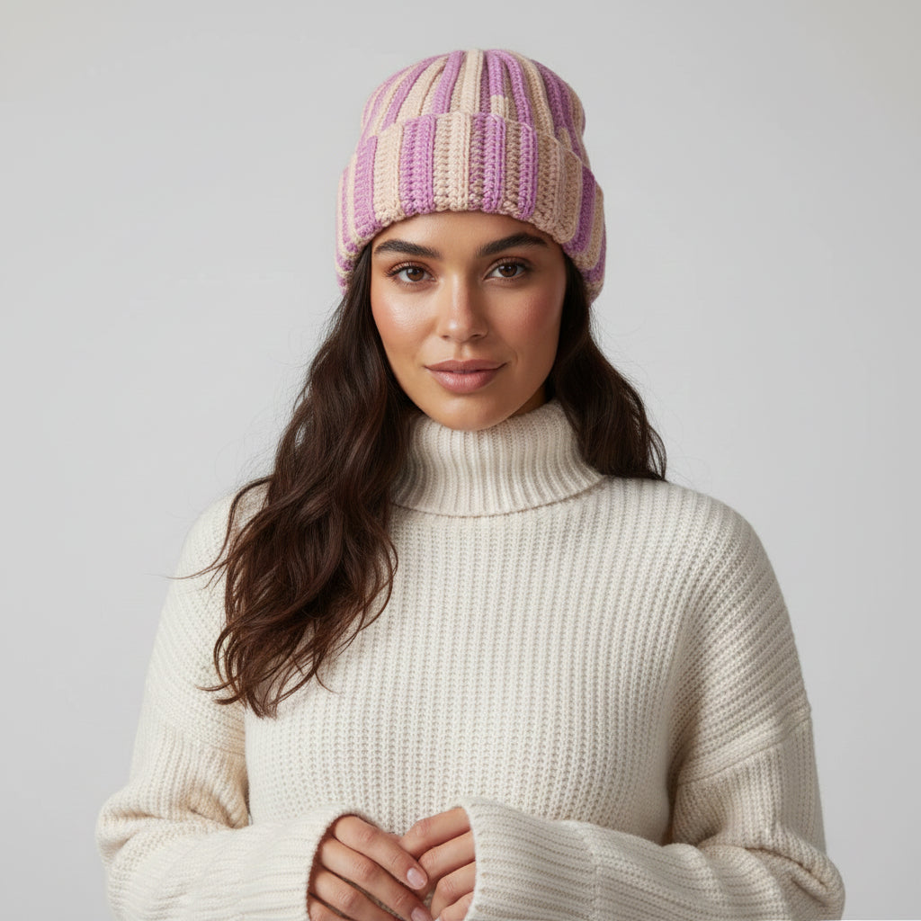 Candy Striped Chunky Beanie