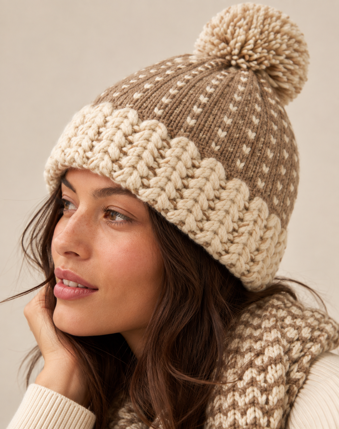 Snowfall Textured Pom Beanie