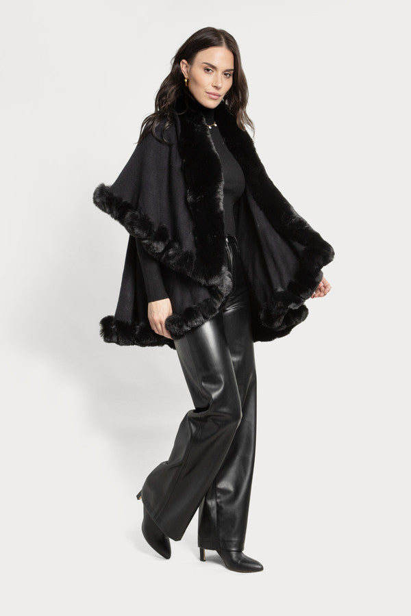 Layered Faux Fur Cape Kimono