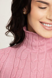 Cable Knit Turtleneck Poncho