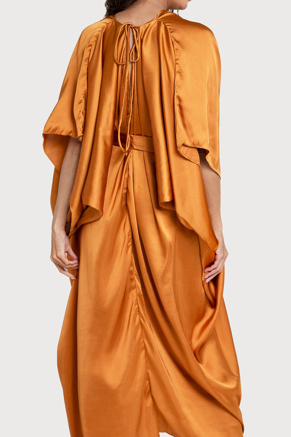 Satin Tie-Front Maxi Kaftan