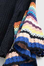 Multicolored Crochet Bell Sleeve Short Jacket