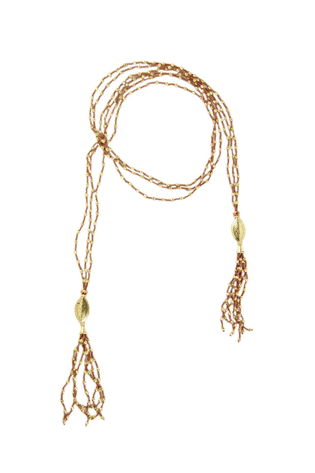 Long Beaded Tassel Chain Neckl