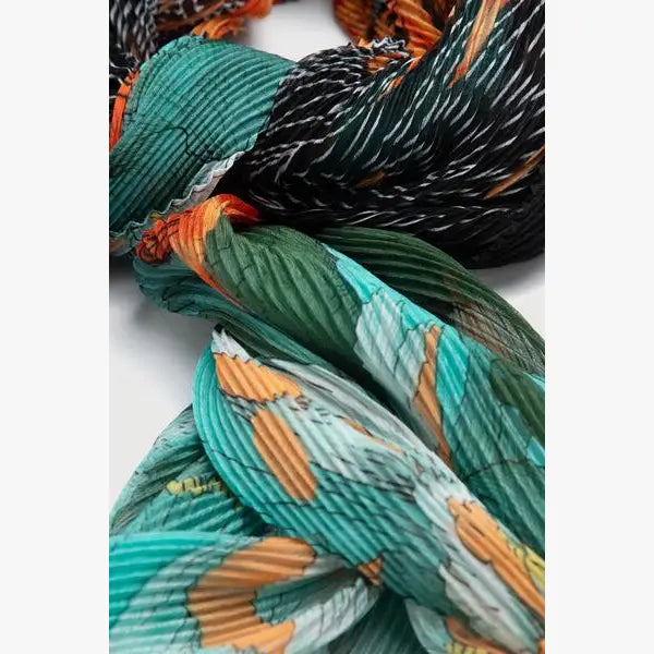 Pleated Floral Geo Scarf