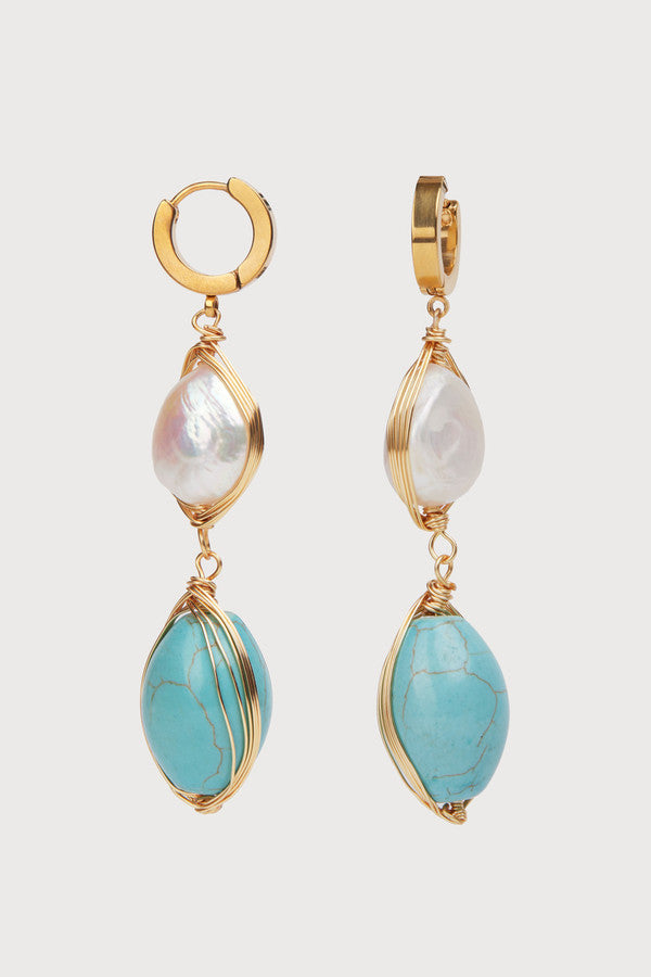 Turquoise Baroque Pearl Dangle Earrings