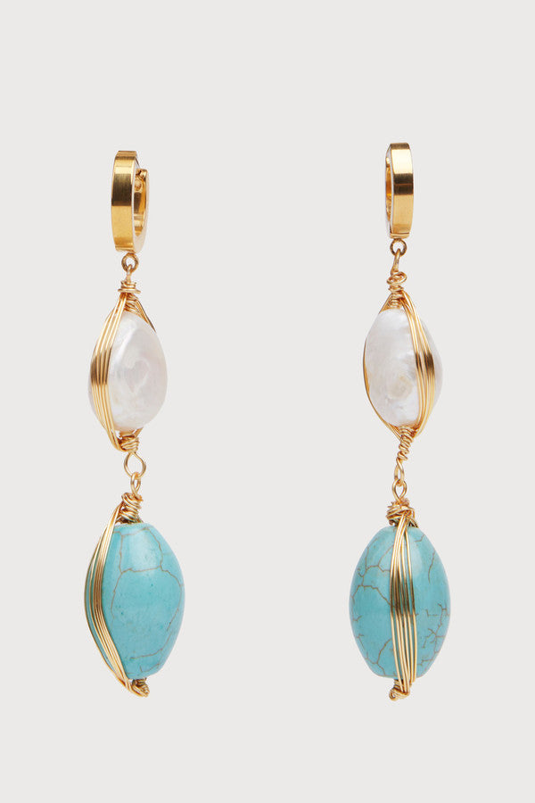 Turquoise Baroque Pearl Dangle Earrings