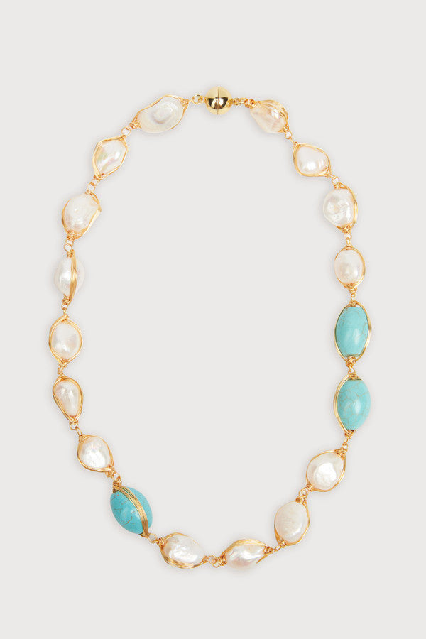 Turquoise Baroque Pearl Necklace