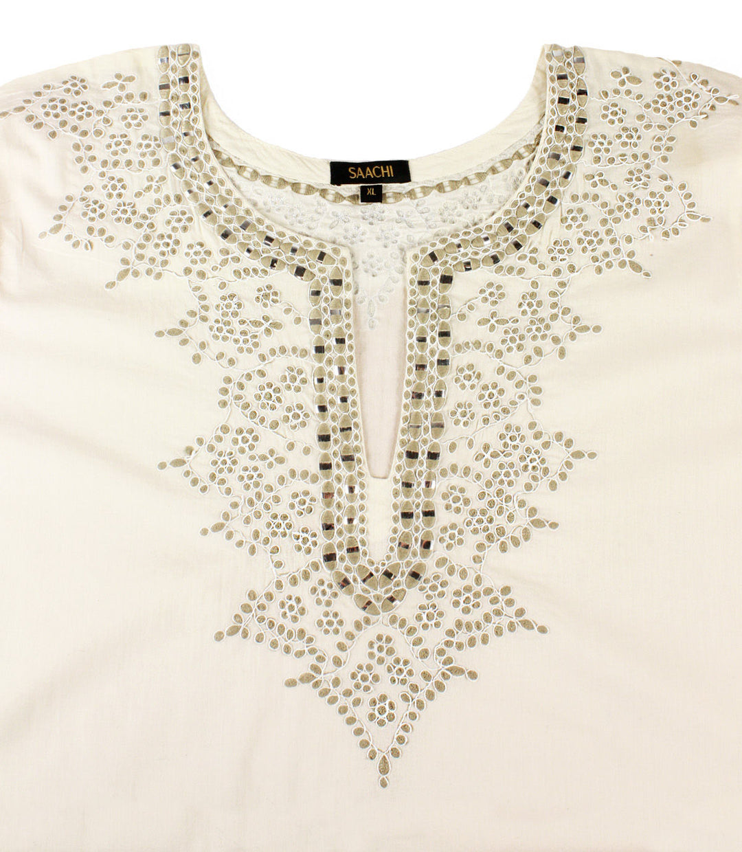 Elegant White Embroidered Cotton Tunic