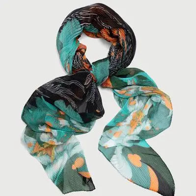 Pleated Floral Geo Scarf