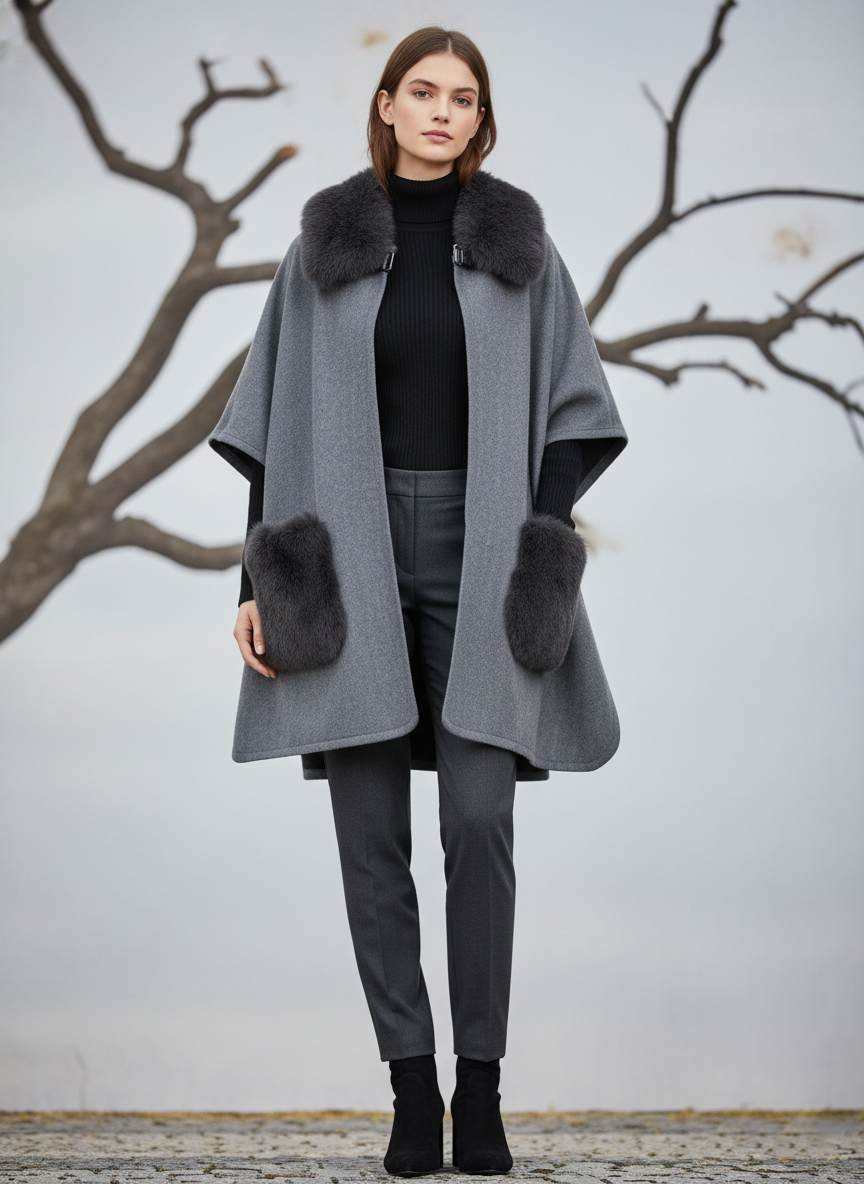 Delilah Faux Fur Pocketed Kimono