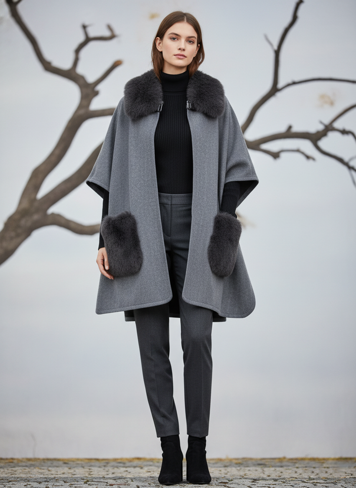 Delilah Faux Fur Pocketed Kimono