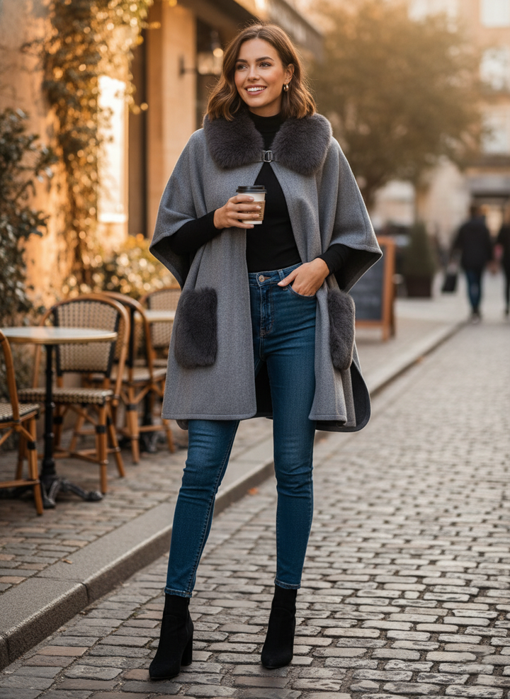 Delilah Faux Fur Pocketed Kimono