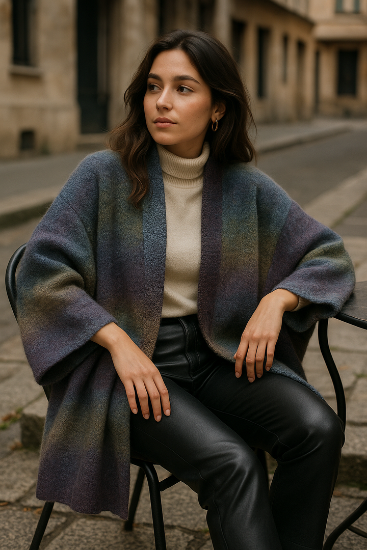 Hooded Gradient Striped Kimono